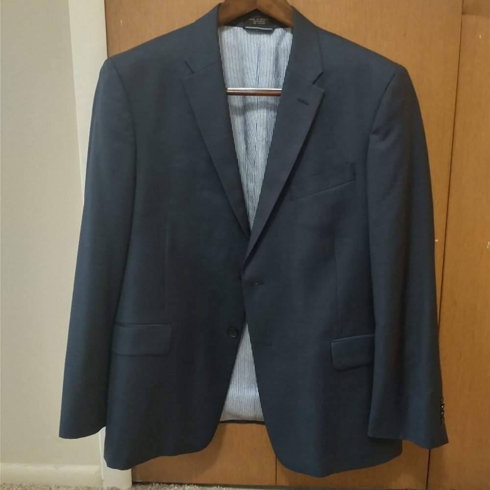 Tommy Hilfiger 42R Navy Blue 100% Wool Sport Coat Blazer